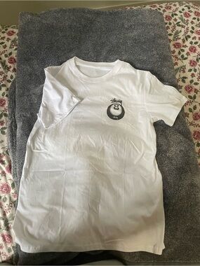 Stussy White Kids Short Sleeve Tee with 8-Ball Graphic